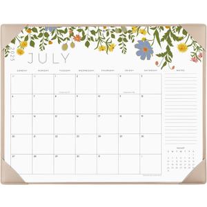 Desk Calendar 2025-2026 with Desktop Mat, Cabbrix Large Desk Pad Calendar 22 x 17 Inch Runs From July 2025 to June 2026, Floral Design Calendar 2025 for Home School and Office (Apricot, 22 x 17")