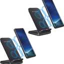 Wireless Charger(Stand), Pack of 2 20W Fast Wireless Charging Stand for Samsung Galaxy S24/S24+/S24 Ultra/S23/S22/S21/S20/S10/Note, for Google Pixel 8/7/6, for LG and More. (Black-01)