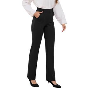 Womens Dress Pants 27"/29"/31" 2025 Fall Straight Leg Yoga Pants, Stretchy Slacks for Work Business with Pockets (Small, Black)