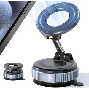 Pack of 2 Lymorexan Upgraded Vacuum Magnetic Suction Cup Phone Holder Stand for Magsafe, 360° Adjustable with Swivel Lock, Foldable 89+LBS Strongest Suction, for Your Car/Gym/Kitchen/Mirror