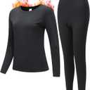JZCreater Women Thermal Underwear Set, Long Johns Base Layer Top & Bottom, Women Soft Pajama Set for Cold Weather (3X-Large, Black)
