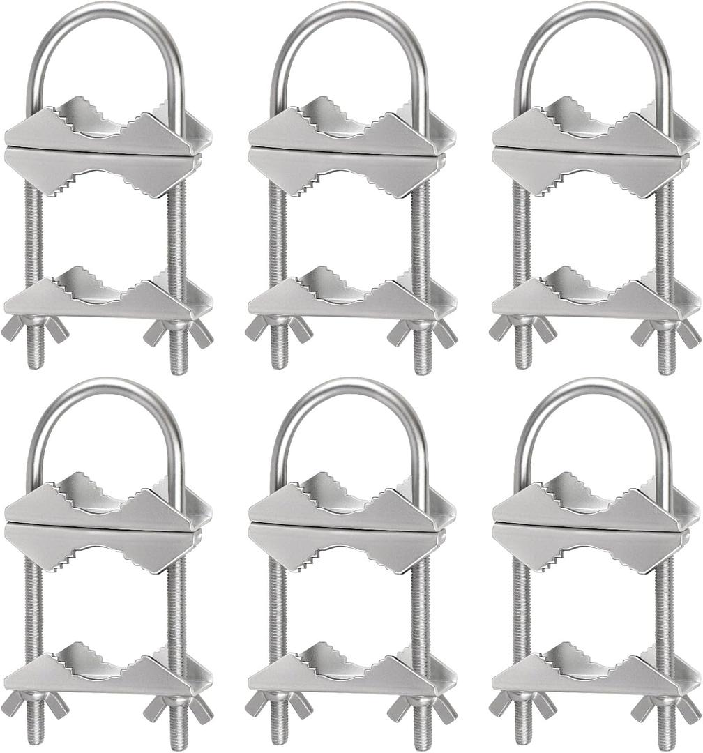 Dual Antenna Mast Clamp, Galvanized Iron U-Bolt Mounting Bracket for Antennas, Surveillance Poles, Outdoor Equipment, and Flagpoles 6PCS