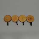 Colingmill 4 Pcs Boho Rattan Wall Towel Hooks Decorative Woven Hanging Holder Farmhouse Coat Rack Hooks Wood Coat Rack Wall Mount Vintage Decorative Hook for Hanging Coats