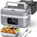 ODSD Cordless Electric Lunch Box for Adults, 16000mAh Rechargeable Self-Heating Lunch Box Food Warmer with Timer & Adjustable Heating, 34oz/1L Container with Insulated Bag for Office Car Outdoor