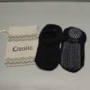 Ozaiic Pilates Socks for Women Non Slip Grip, Yoga Socks with Grippers for Barre, Hospital, Ballet, Dance, Barefoot Workout (One Size, Black 1p)