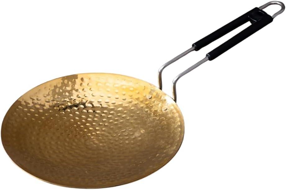 Brass Roti Tawa 10" Tawa for Roti with Handles Teflon Free Handcrafted Tava Roti Brass Cookware Ptal Brass Utensils for Your Kitchen