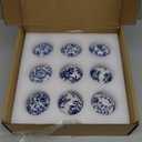 Vesici 9 Pcs Blue and White Porcelain Balls Decorative Chinoiserie Orbs for Centerpiece Bowls China Ceramic Balls Farmhouse Basket Tray Vases Decoration Gifts for Dining Table Holiday(Leaf Style)