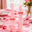 WDS WONDROUS Flameless Heart Candles Set of 2, Pink LED Valentine's Day Candles - Battery Operated Love & XOXO Heart Shaped Candle for Home Decor, Wedding, Gift for Her