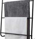 MyGift Over the Door Towel Rack, 3 Tier Modern Triple Towel Holder, Space Saving Bathroom/Laundry Room Clothes Drying Rack, Over Cabinet Towel Bar Hanger, Matte Black Metal