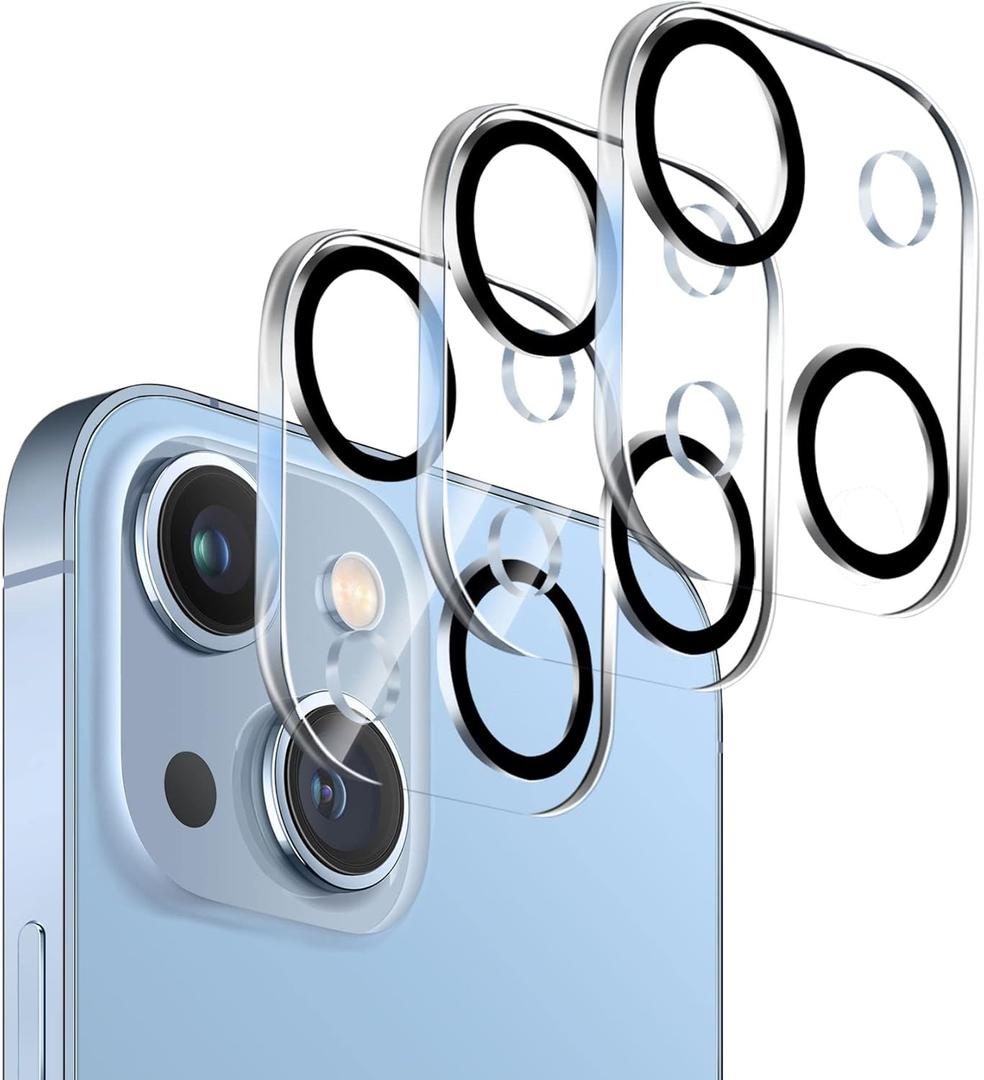 Dengduoduo 3 Pack Tempered Glass Camera Lens Protector for iPhone 14 6.1" & iPhone 14 Plus 6.7", Ultra HD, 9H Hardness, Anti-Scratch, Case Friendly, Easy to Install [No Affect on Night Shots] (Clear)