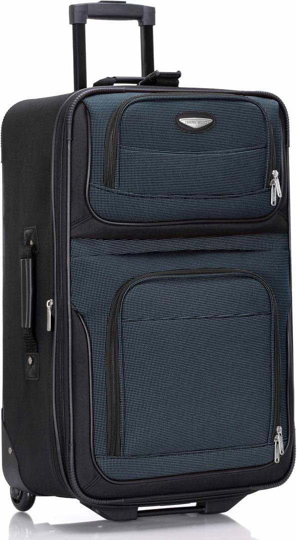 Travel Select Amsterdam 25-Inch Softside Expandable Rolling Upright Luggage, Lightweight 2-Wheel Suitcase with Push-Button Handle, Navy