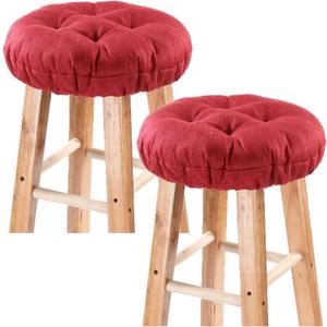 Bar Stool Covers Set of 2, Stool Covers Round with Elastic Band Pad, Soft Stool Seat Covers, Nonslip and Washable, 12 Inch, Wine Red