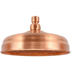 8 Inch Stainless Steel Copper Shower Head Antique Red, Big Large Round Rainfall Showerhead Sprayer, High Pressure Sprinkler Nozzle Single Head Replacement for Bathroom Garden Bath Waterfall Experience