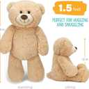 BenBen Teddy Bear Stuffed Animal, 18 inch Brown Stuffed Teddy Bear Plush Toy, Soft Plushies Gifts for Baby Shower, Easter Decorations