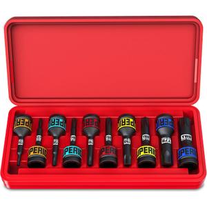 10 Piece 1/2" Drive Impact Torx Bit Socket Set, T25 - T80, Impact Star Bit Socket Set, CR-MO Steel, Automotive Machinery Repair Bicycle Servicing and Furniture Assembly