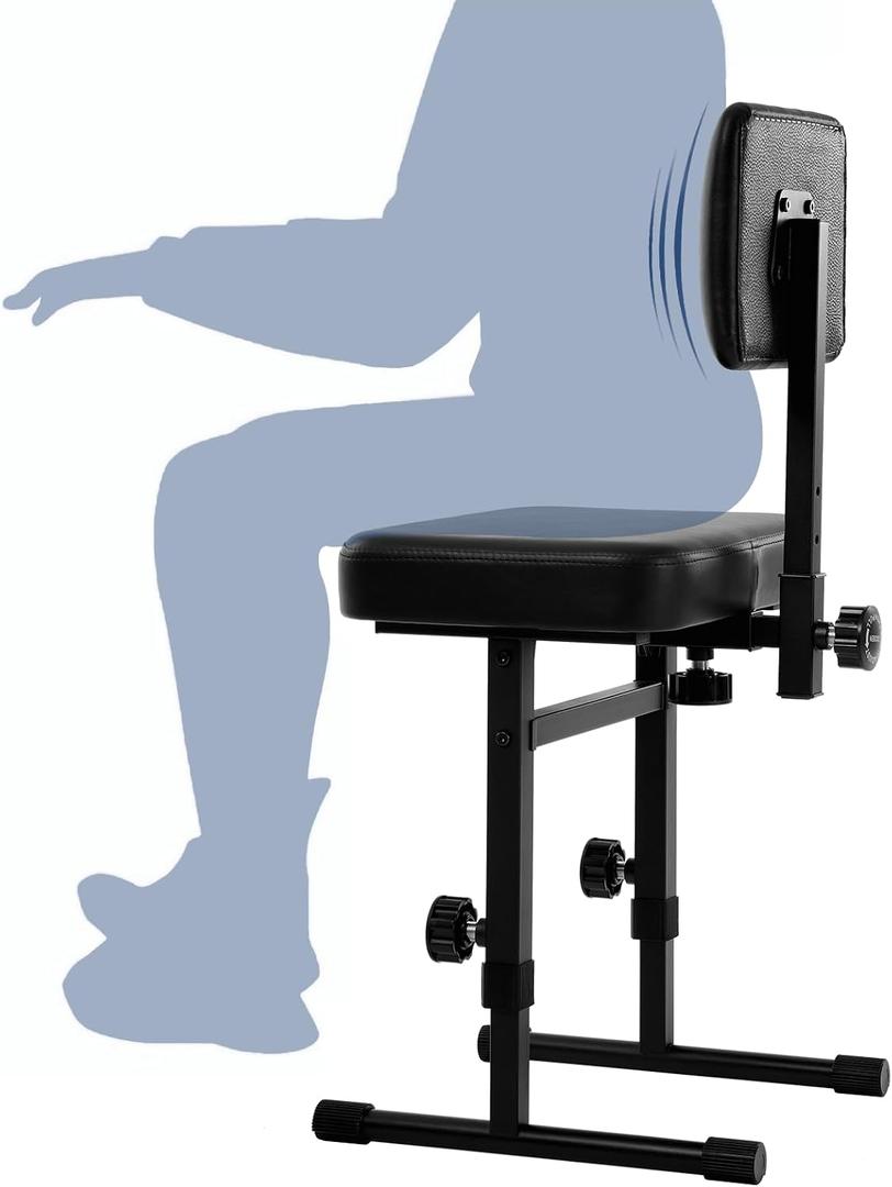 Piano Bench Adjustable Height Stool Chair with Backrest, Music Keyboard Bench Seat for Keyboard Stand with Black Padded Cushion, Comfortable Piano Seat for Musicians, Adult and Children, 26 inches x 15 inches x 15 inches