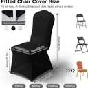 Black Banquet Chair Covers for Party 150 Pcs | Universal Polyester Spandex Chair Cover Stretch Slipcovers Ideal for Wedding, Parties, Dining Flat-Front Chair, Events Decor