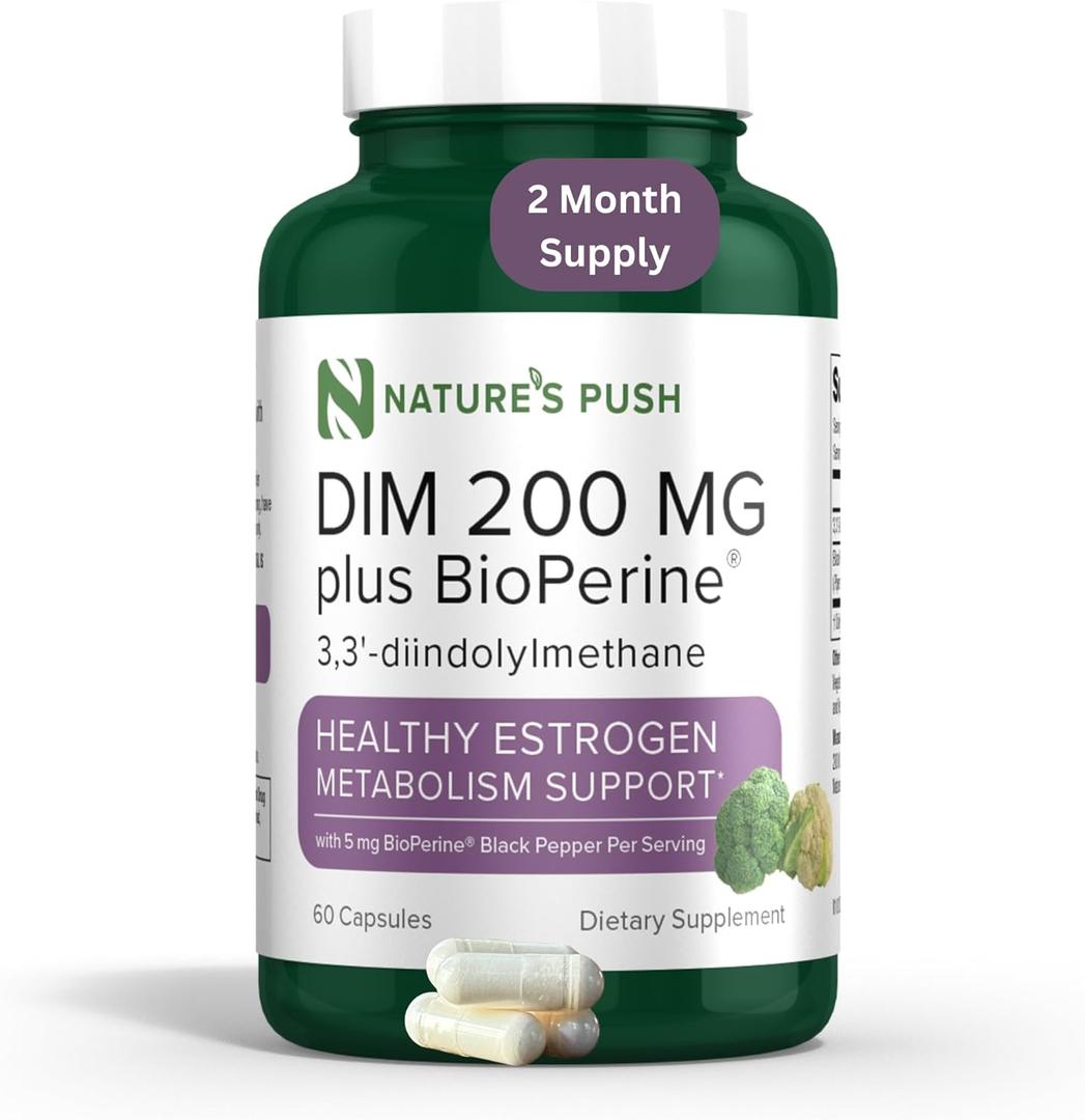 DIM 200mg Estrogen Balance for Women & Men Diindolylmethane Black Pepper for Non-cystic Acne, Hormone Balance, Menopause & Antioxidant Support Vegan Gluten Soy Free Non-GMO USA 2 month supply 60 caps