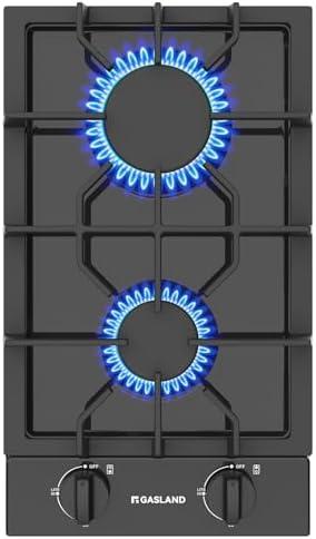 GASLAND 2 Burners Gas Cooktop 12 Inch GH30EF Drop-in Propane Stove Top with Thermocouple Protection, LPG/NG Convertible Dual Fuel Natural Gas Hob, Black
