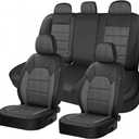 Universal Leather Car Seat Cover 43" X 20", Black x2, Storage Boxes 2