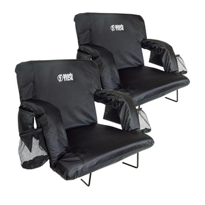 BRAWNTIDE Stadium Seat with Back Support - Comfy Cushion, Thick Padding, 2 Steel Bleacher Hooks, 4 Pockets, 2 Cup Holders, Reclining Back, Ideal Chair for Sport Events, Beaches, Camping, Concerts