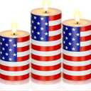 Tuanse Set of 3 Patriotic American Flag Flameless Candles 250th Anniversary Battery Operated 4th of July American Flag Pillar Candle, Mixed Size LED Light Candle for Table Dinner Independence Decor