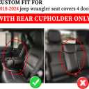 Coverado Seat Covers Fullset for Jeep Wrangler, Waterproof Car Seat Covers for Automotive Truck Seat Covers Custom Fit for 2018-2024 Jeep Wrangler JL 4-Door with Rear Cupholder OnlyBlack
