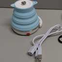 Ultrathin Upgraded Food Grade Silicone Travel Foldable Electric Kettle Boil Dry Protection Portable with Dual Voltage and Separable Power Cord,555ML 110-220V US Plug (Blue)