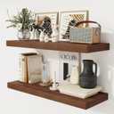 Floating Shelves 36 Inch Long, 12 Inch Deep Floating Shelves for Wall, 36 x 12 Shelves for Wall Storage & Display, 2" Thick Floating Shelf for Bathroom, Living Room, Bedroom, Walnut Color, Set of 2, 36"W x 12"D, 2 Pack