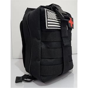 Individual First Aid/Trauma Kit in Modular Bag for Emergency and Preparedness (Single, Black)
