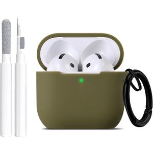 Maxjoy for Apple Airpods 4th Generation Case Cover(2024), Silicone Case with Cleaner Kit & Keychain Compatible with Airpods 4 case for Women,Men