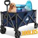 Collapsible Wagon Cart Foldable with 300lbs Load-Bearing, Heavy Duty Folding Wagons Carts with All Terrain Wheels, Utility Beach Wagon for Outdoor Garden, Camping Shopping Sports,U-2 Blue