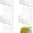 Acrylic Brochure Holder, Acrylic Sign Holder 8.5 x 11, 6 Packs Brochure Display Stand, Clear Flyer Holder Pamphlet Paper Literature Holder for Document Magazine Menu, Table Desk Wall Mount