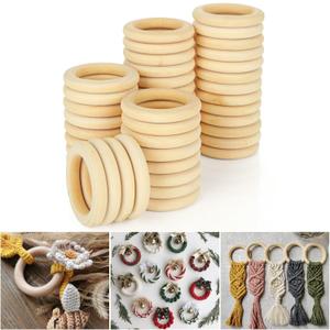 300 PCS Wooden Rings for Crafts 1.6 Inch Smooth Solid Natural Unfinished Wood Rings for Macrame Pendant DIY Wood Hoops (100 PCS - 2.4 Inch)