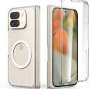 Cresee Case for Google Pixel 9 Pro Fold, Compatible with Magsafe, Built-in Cover Screen Protector, Clear Thin Hard Phone Case with Magnets for Pixel 9 Pro Fold - Transparent