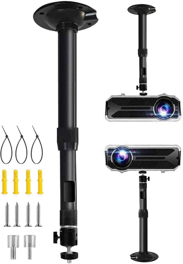 2-Be-Best Projector Mount 360° Rotatable Projector Ceiling Mount Length 12 to 18 in / 31 to 45cm Ceiling Projectors Mounts Adjustable Bracket for Mini Projectors Black Universal