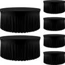 6 Pack Black Round Tablecloth 6FT, Spandex Fitted Table Cover with Elastic Edge and Skirt, Washable Circular Tablecloth for Wedding Party Buffet Banquet Reunion, 72 Inch-6 Pack