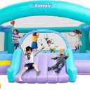 Large Bounce House for Big Kids, 14.8 x 14.5 FT Inflatable Bouncer Jumper Slide with 650W Blower, Basketball Hoop, Throw Ball Game, Ball Pits