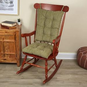 Klear Vu The Gripper Non-Slip Rocking Chair Cushion Set with Thick Padding, Includes Seat Pad & Back Pillow with Ties for Indoor Living Room Rocker, 17x17 Inches, 2 Piece Set, Jade