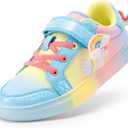 DREAM PAIRS Girls Shoes Toddler Sneakers Rainbow Storybook Casual School Walking Footwear for Toddler/ Little Kids, Size 11 Little Kid, Rainbow/ Blue, SDFS2308K