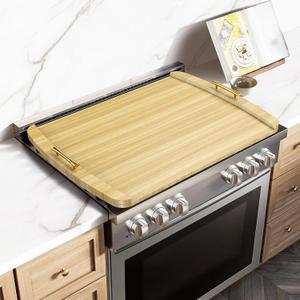 Noodle Board Stove Cover - Stove Top Covers with Handles for Gas Electric Stove - Wooden Range Covers Protector for Stovetop Sink Oven RV Serving Tray - 29.3"x22" (Natural), One Size
