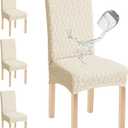 Genina Waterproof Chair Covers for Dining Room Set of 4, Removable Washable Chair Slipcover Protectors, Beige (Standard-4 Pack)