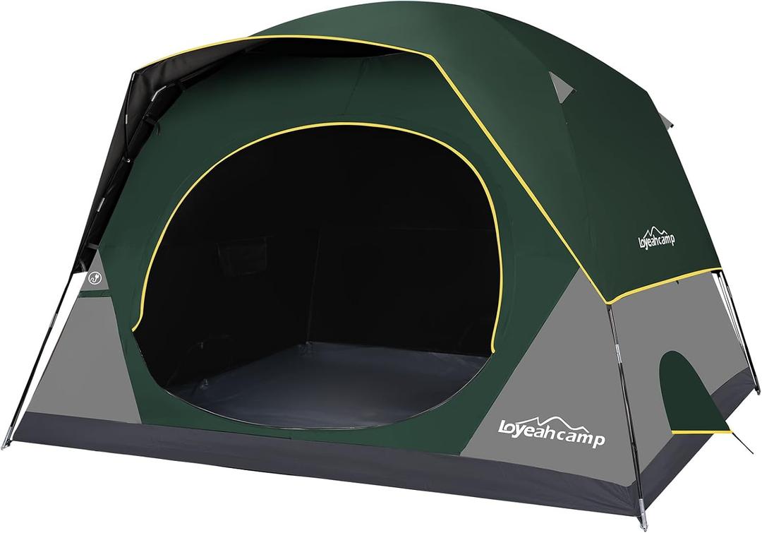 LOYEAHCAMP Tent 6 Person Blackout Camping Tent with Rainfly | Waterproof Portable Double Layer Family Dome Tent for Camping for Outdoor Camping & Hiking, Green