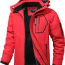 Men's Ski Jacket Winter Warm Snow Coat Waterproof Windbreaker Hooded Work Outerwear Snowboarding Jackets (Medium, Red)