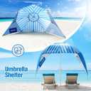 LOTTAFUN Beach Shelter Umbrella Premiere UPF 50+ Umbrella Shelter for Sun and Rain Protection for Adult (10-Foot,Blue Stripe)