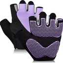 Workout Gloves for Women - Breathable Weight Lifting Gloves with Non-Slip Silicone Padding, Fingerless Gym Gloves for Cycling, Rowing, Pull Ups & Training (4 Sizes) (Small, JS-PURPLE)