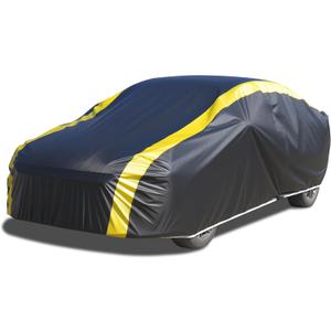 DINGHAO Car Cover Waterproof All Weather with Hot Stitching for Automobiles,6 Layers Outdoor Full Exterior Cover Sun UV Rain Snow Wind Protection Fit for 201"(201 * 75 * 59 inch) Sedan (Yellow)