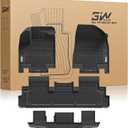 3W Floor Mats for Nissan Pathfinder 2022 2023 2024 2025 2026 (Only fit 7 Passenger Models), 3 Rows,TPE All Weather Protection Car Floor Liners Accessory,Black