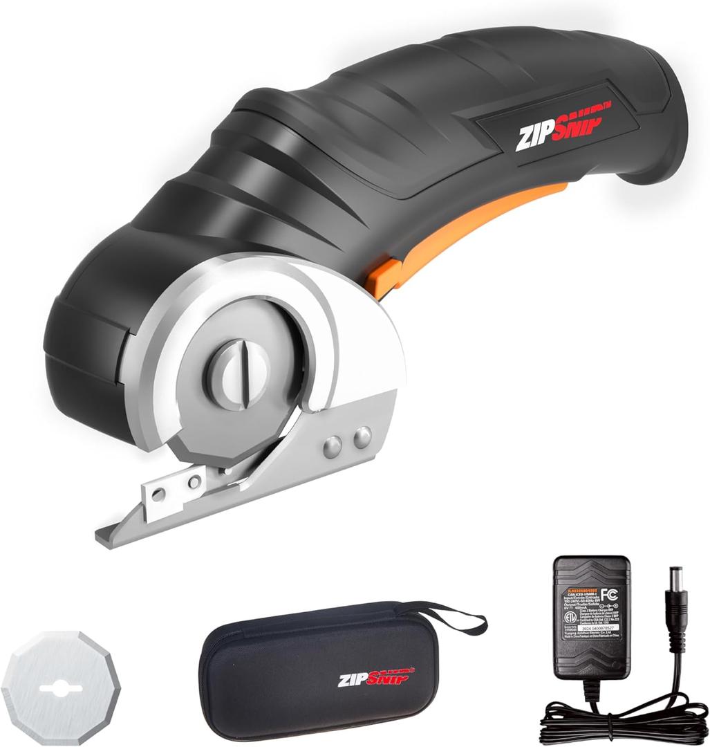 Worx Zipsnip Cordless Electric Scissors, Rechargeable Cardboard Box Cutter, 4V Powerful Fabric Scissors with 2 Safety Blades & Storage Bag WX082L.2