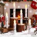 Baquler 6 Pcs Christmas Snowman Flameless Candles 6.5 Inch Short Winter Taper Candles Battery Operated LED Candlesticks for Christmas Party Table Centerpieces Xmas Winter Home Decorations